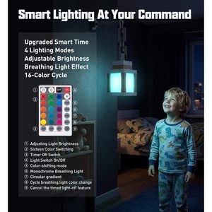 Pixelated Lantern Night <b>Light</b> 16 Color RGB <b>LED</b> Rechargeable With Remote Control Square Decor Lamp <b>USB</b> Powered - Product Image 6
