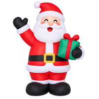 Père Noël gonflable de Noël avec boîte cadeau, lumière LED, Père Noël gonflable pour extérieur, jardin, fête de Noël, décoration