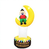 Nouvelles décorations gonflables musulmanes pour l'Aïd Ramadan, homme assis sur la lune, polyester 190T, décorations de festival en plein air