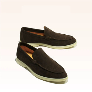 Mocassins en <span class=keywords><strong>daim</strong></span> pour hommes, chaussures décontractées à enfiler, bout rond, style minimaliste, semelle légère, coloris blanc, <span class=keywords><strong>beige</strong></span>, marron, marine, gris - Product Image 2