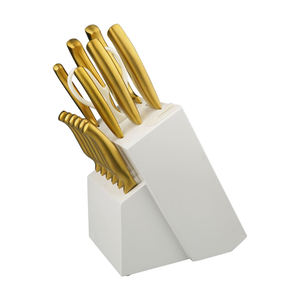 Luxury Gold 14-Piece Kitchen Chef <b>Knife</b> <b>Set</b> High Carbon Stainless Steel <b>Sharp</b> Cutlery Kitchen <b>Knife</b> <b>Set</b> with White <b>Knife</b> Holder - Product Image 1