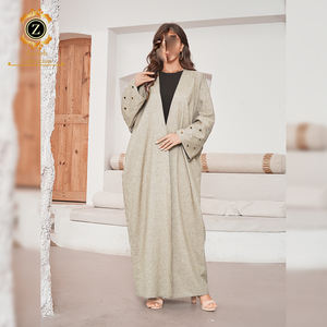 Zaynab Abaya abierta musulmana para mujer con bordado árabe de manga larga tela de poliéster transpirable-Four Season Dubai <span class=keywords><strong>moda</strong></span> Islámica - Product Image 4