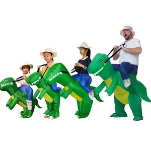 Cartoon Inflatable Animal Suit Inflatable T-Rex Costume Adult Halloween Funny Blow-Up Riding Dinosaur Costume For Dress Up Party