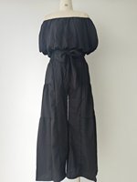 Nouvel ensemble 2 pièces pantalon large taille haute couleur unie légèrement évasé pour femme, style européen et américain, écologique, idéal pour l'été et les loisirs