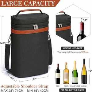 2 Bottle Wine Bag Wine Cooler Carrier Wine Gift Tote Bag Leakproof Insulated Bottle Bags for Travel Beach Dinner Party - Product Image 2