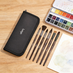 Ensemble de 10 pinceaux d'<span class=keywords><strong>artiste</strong></span> LUOYA, poils en nylon, manches en bois - Pinceaux ronds de détail pour acrylique, aquarelle, <span class=keywords><strong>gouache</strong></span> (noir) - Product Image 4