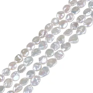 Natural 10mm irregular loose keshi pearl string for jewellery