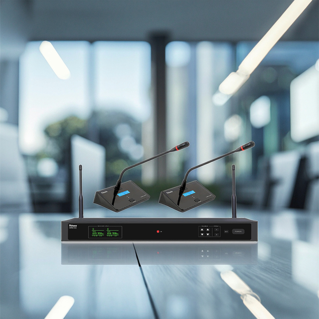 Thinuna GMW-U2A Desktop Meeting Microphone Dual Channel UHF Wireless Gooseneck Microphone for Large Conference System