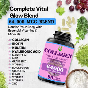 Cápsulas de colágeno multitipo OEM y ODM con mezcla brillante vital de ácido hialurónico de biotina para soporte de articulaciones del cabello de la piel - Product Image 4