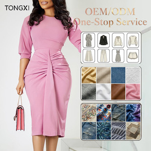 Robe plissée élégante grande taille pour femme avec logo personnalisé TONGXI, robes d'été décontractées à manches courtes et motif uni - Product Image 1