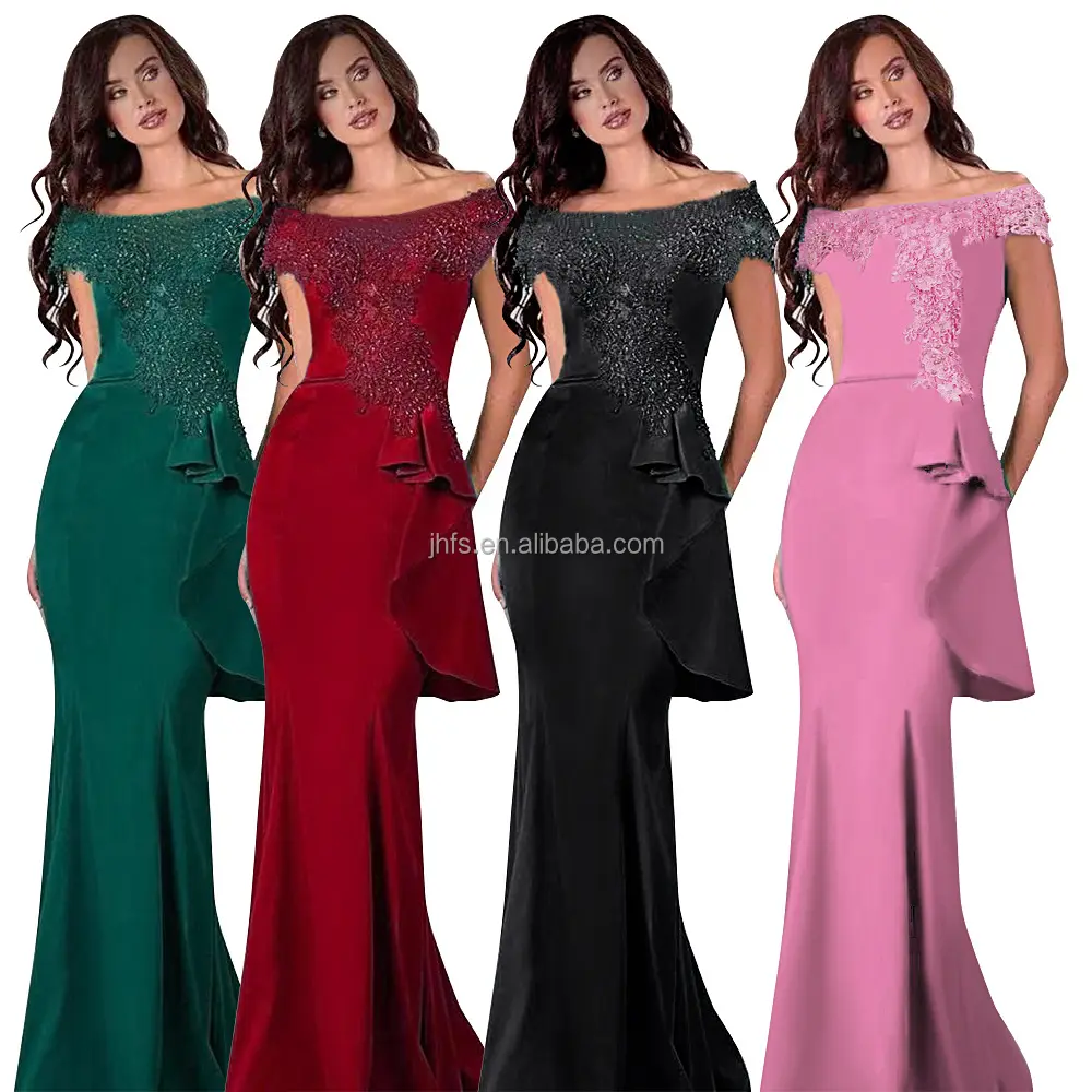 J & H 2023 novas chegadas bordado dama de honra vestidos vestidos vestidos formais senhoras maxi vestido slim fit moda noite festa vestidos