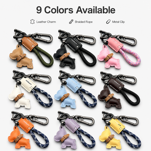 <span class=keywords><strong>Porte</strong></span>-<span class=keywords><strong>clés</strong></span> en cuir avec pendentif chien bouledogue français 9 couleurs, breloque en corde tressée et clip métallique, cadeau promotionnel personnalisé avec logo, vente en gros - Product Image 1