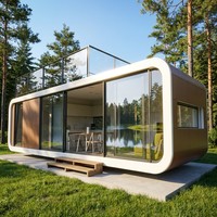 Maisonnette en bois préfabriquée modulaire Apple Cabin House 5,8m*2,2m*2,5m, design moderne pour usage en station balnéaire