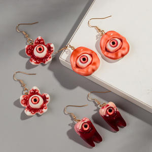 Hyperbole fête bijoux Hip Hop Halloween sanglant yeux horreur résine 3D pendentif dent bouche globe oculaire acrylique boucles d'oreilles pendantes - Product Image 2