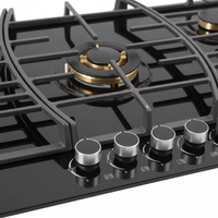 Table de cuisson à gaz encastrable OEM/ODM d'usine, 5 brûleurs, cuisinière à gaz 90 cm, plaques vitrocéramiques pour usage domestique, hôtelier et professionnel