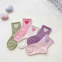 Chaussettes Douces pour Enfants avec Patch Cœur Mignon, Couleurs Pastel, pour Filles et Garçons, Toucher Doux, Bord Côtelé, Vente en Gros, Logo Personnalisé, Chaussettes en Gros