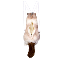 Nouveau style : Sac à dos en peluche réaliste en forme de chat avec langue sortie, mignon sac animal en peluche pour enfants et adultes