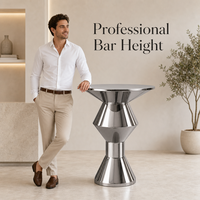Table de bar moderne en acier inoxydable poli miroir, table ronde de luxe haute pour café, table sur pied en métal pour club et lounge