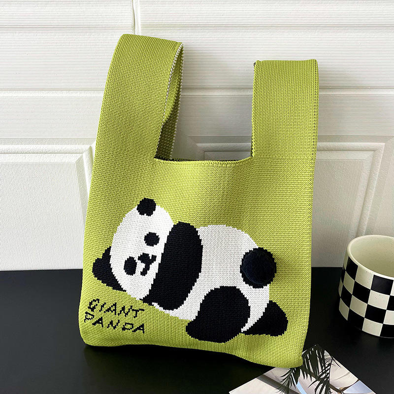 Trendy Knitted Cute Giant Panda One Shoulder Handbag Handbag Large Capacity Handbag for Female