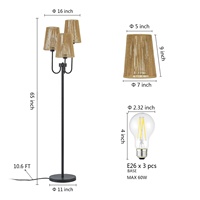 Lampadaire LED de style américain Simple Creative E27 Light Woven Homestay Lanterne décorative pour lampadaires de chambre à coucher