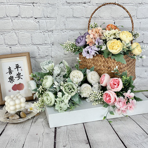 ดอกไม้ประดิษฐ์ ดอกโบตั๋นผ้าไหม สำหรับตกแต่งงานแต่งงาน ตกแต่งบ้าน ช่อดอกไม้ จัดดอกไม้ สีชมพู ขาว เหลือง ส้ม ม่วง - Product Image 1