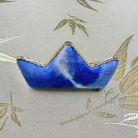 Pince à cheveux en alliage style brocart Song teint à l'indigo - Pince latérale bec de canard faite à la main de style chinois de Kunming - Accessoire capillaire pour femme