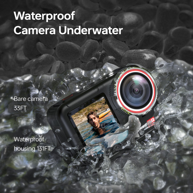 4K 60FPS Body Waterproof Dual Screen Anti-shake Vlog 2.4G WIFI Accessories 2150mAh  Sports Action Camera for Msotorcycle