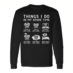 Camiseta de manga larga con diseño de cinta de rollo a rollo y la frase 'Cosas que hago en mi tiempo libre' - Product Image 2