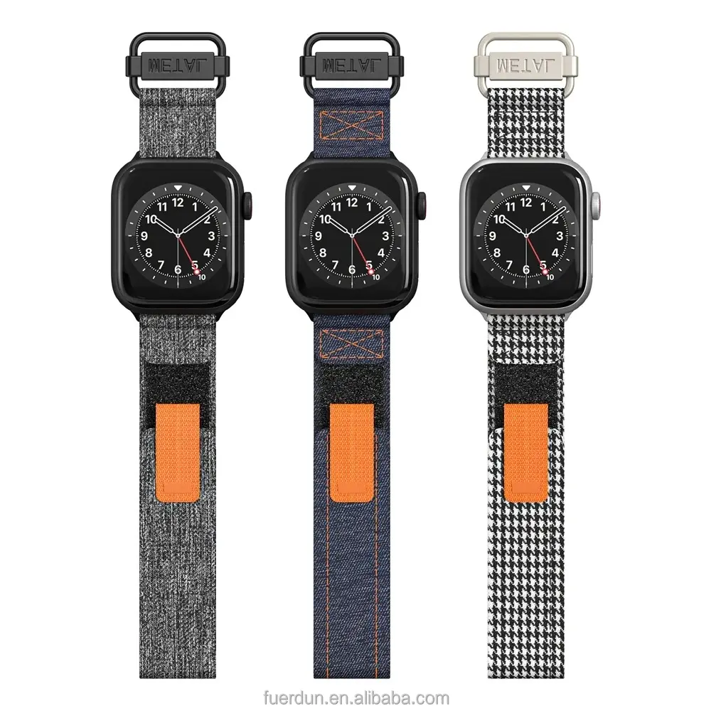 Tali jam tangan Apple, tali olahraga kanvas untuk Apple Watch Ultra2 49mm Loop tali nilon untuk iWatch seri 8 7 6 SE 45mm 44mm 42mm 41mm 40mm 38mm gelang