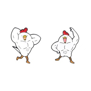 Al por mayor: Broches <span class=keywords><strong>de</strong></span> metal <span class=keywords><strong>de</strong></span> gallo musculoso <span class=keywords><strong>de</strong></span> dibujos animados, divertidos accesorios <span class=keywords><strong>de</strong></span> insignias <span class=keywords><strong>de</strong></span> pollo fitness, insignias tipo pin - Product Image 1