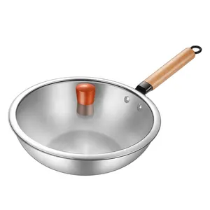 Wok-cocina china de titanio, 30cm, restaurante, wok, juego de utensilios de cocina