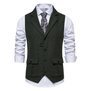 <span class=keywords><strong>Chaleco</strong></span> de ropa exterior informal de <span class=keywords><strong>Tweed</strong></span> Retro para <span class=keywords><strong>hombre</strong></span> M88 <span class=keywords><strong>Chaleco</strong></span> de decoración de botones de temporada de primavera - Product Image 3