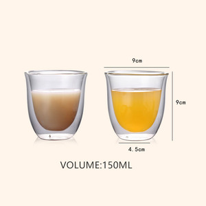 150ml nuevo diseño claro de la fabricación de vidrio de doble pared de agua tazas al por mayor para café y jugo de - Product Image 6