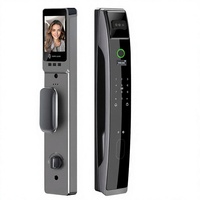 Cerradura Inteligente WiFi de Aleación de Aluminio y Latón para Puerta con Huella Dactilar, Reconocimiento Facial, Tarjeta, Almacenamiento en la Nube, Aplicación Tuya y Código Anti-Espionaje