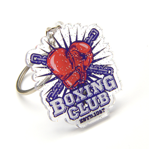 custom any design hotel plastic sublimation glitter acrylic clear epoxy keychain
