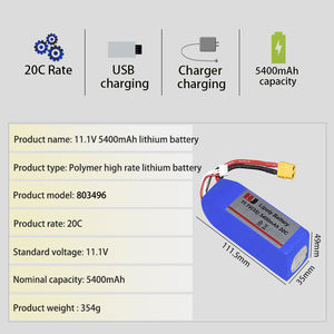 Fábrica lipo li polímero 11.1V 5400mAh baterias de lítio para brinquedo de madeira helicóptero veículo com bateria do caminhão leve - Product Image 3