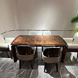 Juego de Mesa de Comedor Rectangular de Diseño Moderno de Lujo Italiano de Alta Gama Furnistyle, 6 Sillas de Comedor para Villa, Madera Natural Sólida para Hoteles - Product Image 2