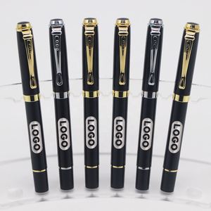Stylo bille à pointe dorée en métal noir, largeur d'écriture 1,0 mm, impression UV - Vente en gros, logo personnalisé, cadeau d'affaires de luxe - Product Image 1