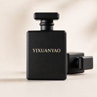 Flacon de parfum carré en verre noir mat de 50 ml, flacon pulvérisateur vide, logo personnalisé, flacon de parfum de luxe, Botella De Perfume