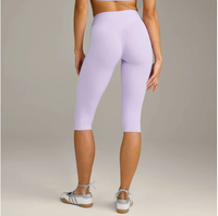 Pantalon court taille haute sans couture à taille élastique, moulant, sculptant et rehausseur de fessiers, pour le yoga, longueur mollet, absorption de la transpiration