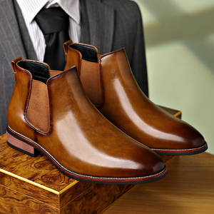 Bottes Chelsea pour hommes, style anglais, bottes en cuir rétro grande taille, bottes Martin anglaises - Product Image 6