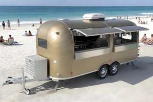 Chariot portable pour aliments et boissons avec plan de travail en acier inoxydable, petit kiosque mobile pour jus, café et collations - Product Image 3