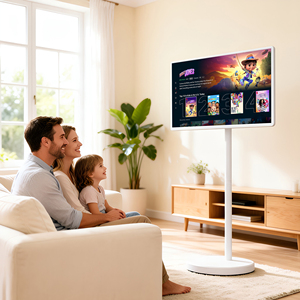 Mini Smart TV LED Blanco de 32 Pulgadas con Batería, Android 15 Full HD, 8GB+128GB, Altavoces Integrados, con Ruedas para Viajar - Product Image 1
