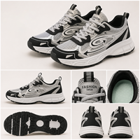 Chaussures de course rétro pour hommes, respirantes, avec empeigne en mesh, décoration cousue, coussin épais, antidérapantes, chaussures de sport décontractées