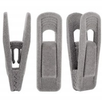 Organisateur d'habillement gris de flocage de cintres d'agrafe de velours de la meilleure qualité durable avec des agrafes de cintre
