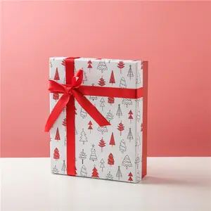 最优惠价格定制圣诞包装礼品盒纸质圣诞礼品盒带丝带礼物