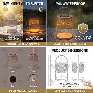 Lanterne <span class=keywords><strong>solaire</strong></span> Mandala pour jardin extérieur, lampe de projection d'ombres en fer ajouré, portable, suspendue, du crépuscule à l'aube, décoration de patio, CE RoHS - Product Image 3