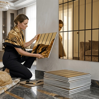 Papier peint miroir auto-adhésif à rayures 3D, 3 mm XPE, panneau mural à coller et à décoller, imperméable, décoration moderne