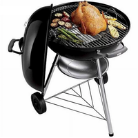 Barbecue portable Weber Traveler au charbon de bois pour le camping en plein air avec thermomètre intégré dans le couvercle