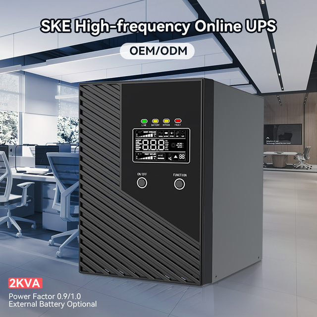 SKE SKC 2K 2KVA 220-240VAC Single Phase Online UPS Pure Sine Wave Built-in 4pcs 12V 9AH Battery LCD+LED Display 0ms Transfer